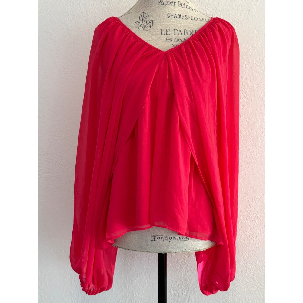 Vince Camuto Pink Chiffon V-Neck Balloon Sleeve Blouse XL